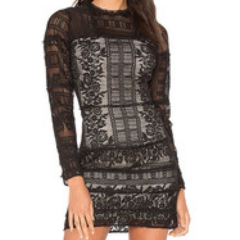 PArker Black Lace Long-Sleeve Mini Dress XS